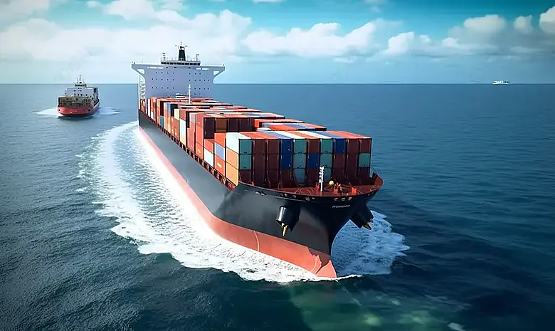Container vessel underway at sea